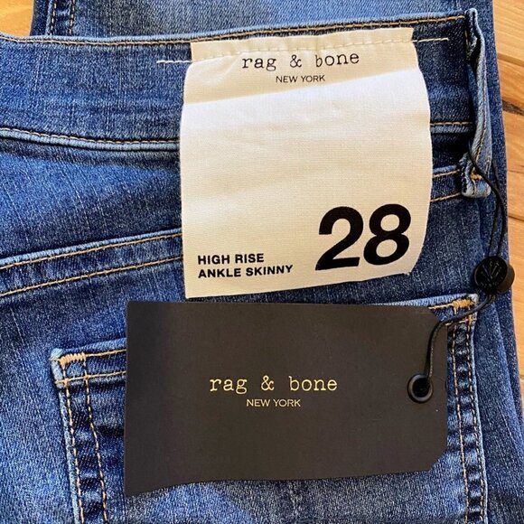 Rag & Bone Womens Ankle Slim Skinny Jeans Blue High Rise Pockets Denim 28 New - Picture 8 of 12